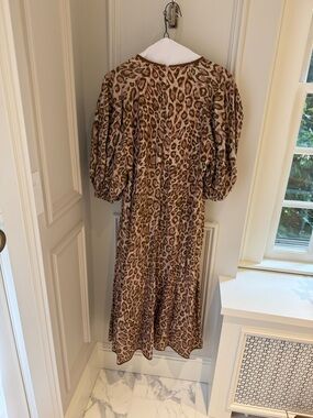 Zimmermann Blush Pink & Olive Animal-Print Dress - Size 3 (L)